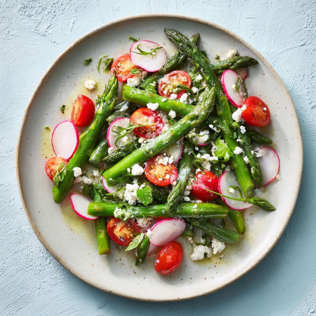 Aspergesalade met feta en frisse kruiden